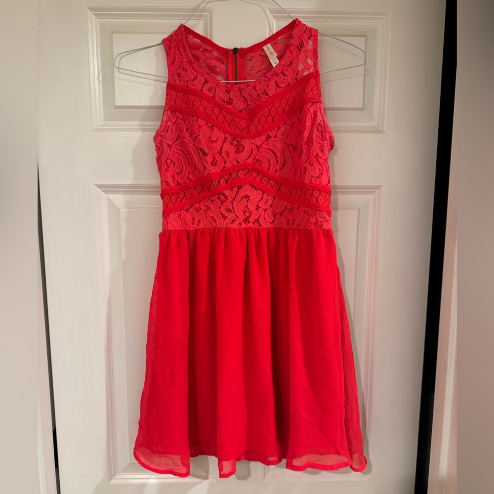 Xhilaration Vibrant Pink Lace Juniors dress